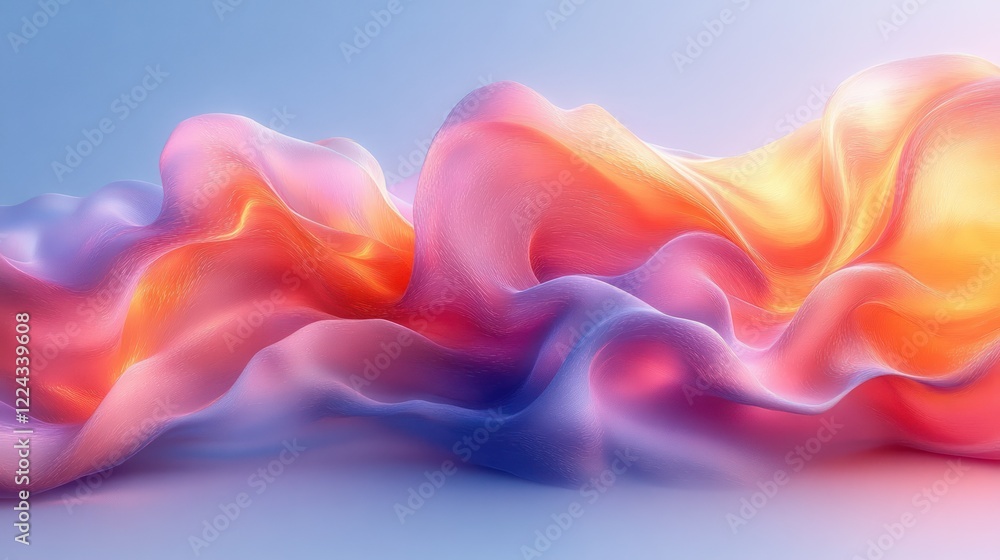 Poster abstract wavy background design in soft pastel colors with fluid motion and iridescent effect