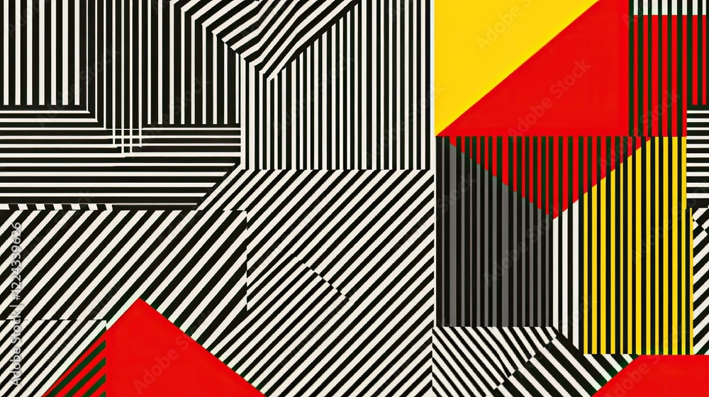 Poster minimalist geometric seamless pattern with clean lines and bold colors.
