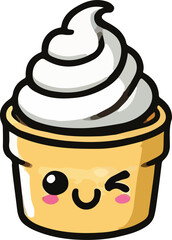 Cartoon Food Stickers, an ice cream cone with a face