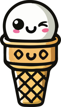 Naklejki Cartoon Food Stickers, an ice cream cone with a face