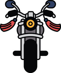 A cartoon motorcycle with red and white trim