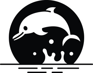 A black and white dolphin jumping out of the water