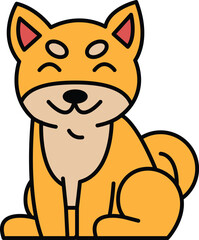 A cartoon dog is sitting on a white background