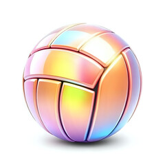 Fototapeta premium 3D Holographic Volleyball Icon Isolated on White Background