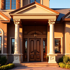 Obraz premium Grand Classical House Entrance: Elegant Home Architecture and Design