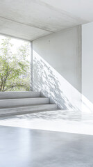 Fototapeta premium Modern interior space with natural light and shadows in minimalistic design