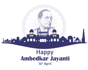 Fototapeta premium Indian freedom fighter Dr. Babasaheb Bhimrao Ambedkar Jayanti 14 April, Ambedkar Vector, and Typography.