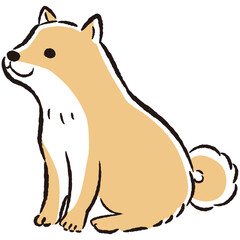 おすわり（待て）をする犬のイラスト