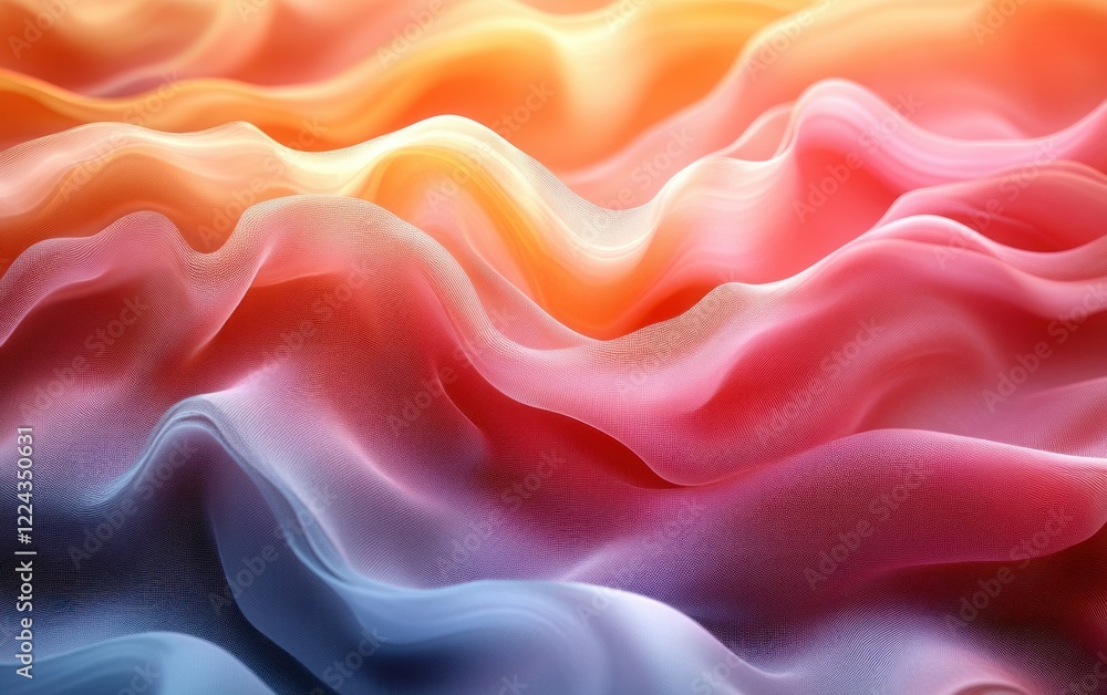 Poster translucent flowing gradient layers with soft pastel colors and ethereal lighting effect