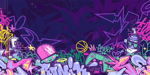 Obraz premium Cool Abstract Colorful Urban Street Art Graffiti Style Vector Illustration Background Template