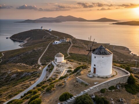 Aegean Sea Schinoussa Island Greece Long Exposure Windmill Chapel Landscape Photography