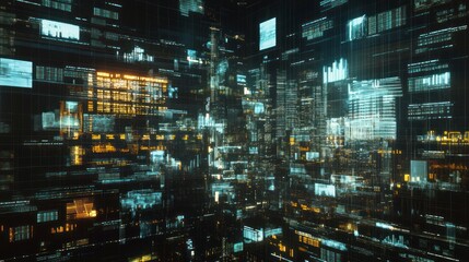 A digital collage of financial charts and graphs, overlaid with images of corporate buildings or cityscapes