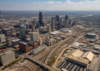 Obraz premium Aerial Cityscape: Urban Infrastructure and Development from Above