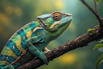 Obraz premium green iguana on a branch