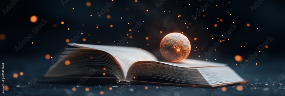 Poster Celestial Glow STEM Open Book Unveiling Astronomical Diagrams - Inspiring Space Exploration for Educational Content in Digital Learning and Scientific Engagement