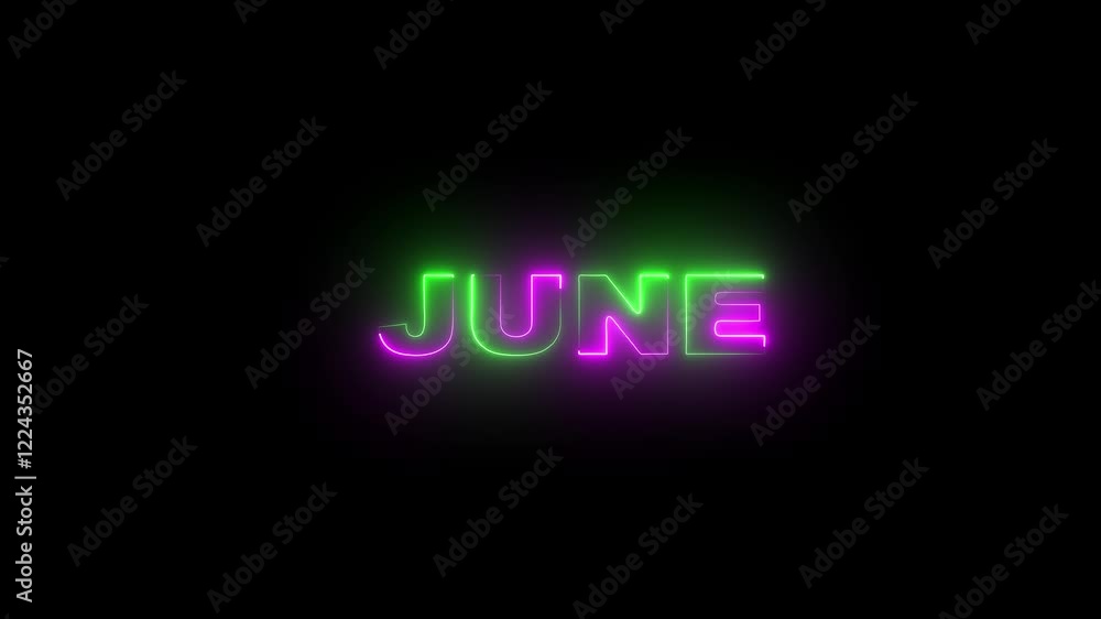 Poster june text icon animation.