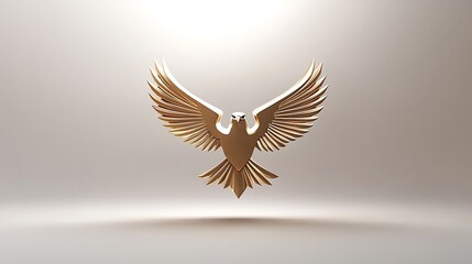 Fototapeta premium Golden eagle portrait glowing brightly with radiant metallic wings