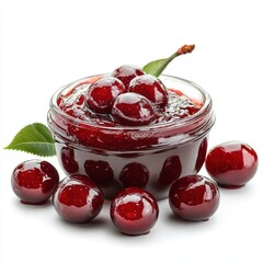 Cherry jam isolate on white background