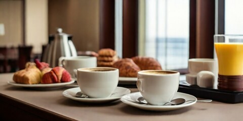 Obraz premium breakfast with coffee and croissant