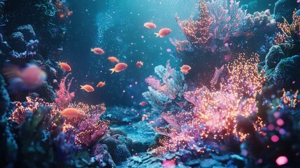 Naklejka premium Enchanted Coral Reef: A Symphony of Color and Light
