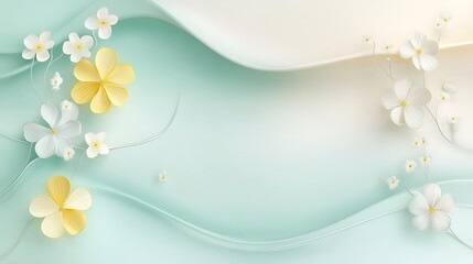 Elegant Pastel Flowers on Wavy Background Design