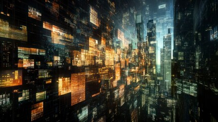 A digital collage of financial charts and graphs, overlaid with images of corporate buildings or cityscapes