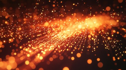 Glowing Particles Create Dynamic Flow of Light in Dark Background