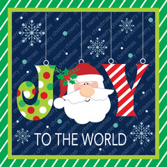 Christmas card with Santa and joy to the world