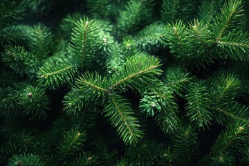 Close-up of Lush Green Pine Needles with Intricate Textures and Soft Diffused Lighting