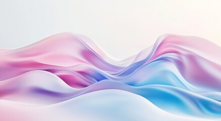 Abstract pastel pink and blue flowing waves.