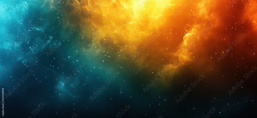 Poster vibrant gradient background from teal to yellow with glowing grainy texture and soft light effect fo