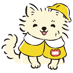 幼稚園の制服を着た犬のイラスト