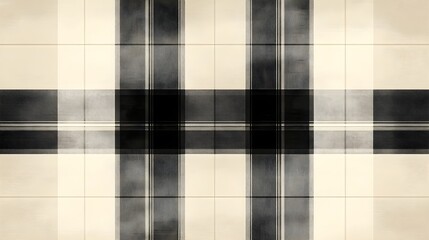 Fototapeta premium A minimalist plaid design with black lines on a pale gray background.