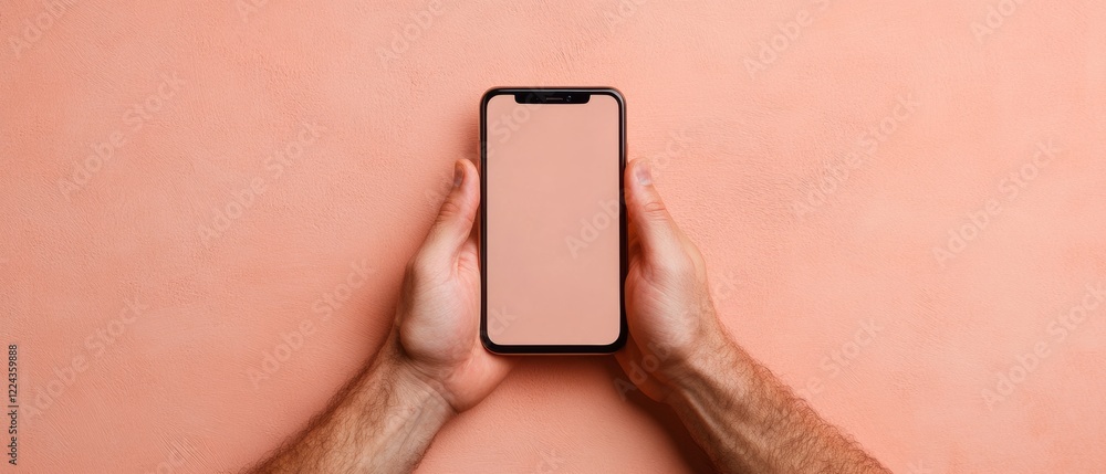 Aufkleber minimalist smartphone display on terracotta surface hands-on innovation in tech marketing sleek desi