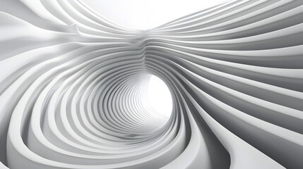 Obraz premium Abstract white tunnel with flowing, wavy patterns creating a sense of depth and movement.