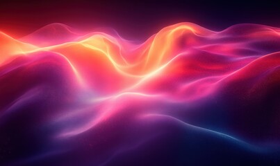 Obraz premium Futuristic Abstract Flowing Curves with Neon Lights in Vibrant Color Gradient on Black Background