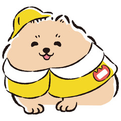 幼稚園の制服を着た犬のイラスト