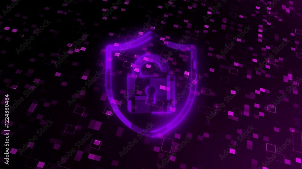 Poster cyber security lock icons. shield lock with tech lock icon. digital security icon isolated .