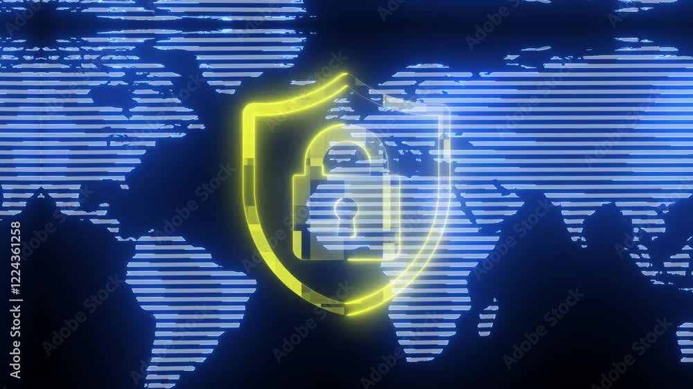 Poster cyber security lock icons. shield lock with tech lock icon. digital security icon isolated .