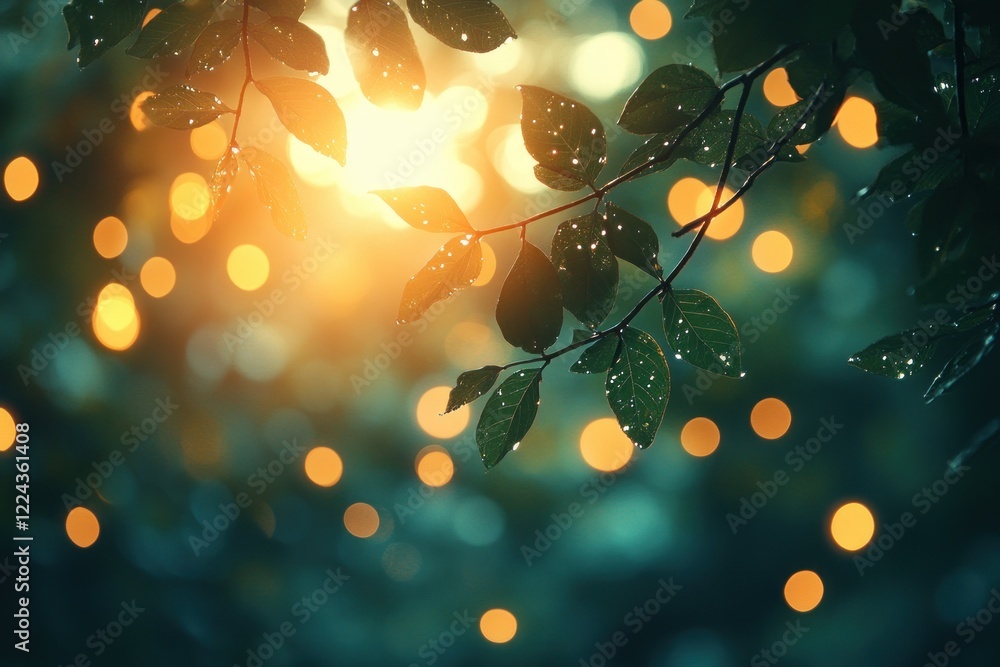 Poster abstract shadow of tree leaves on white wall with soft light and bokeh effects