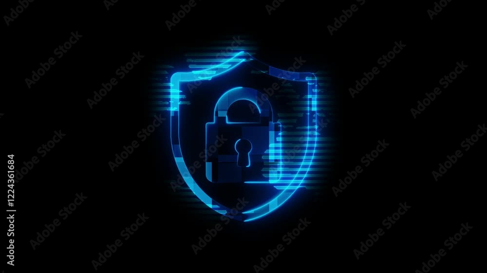 Poster cyber security lock icons. shield lock with tech lock icon. digital security icon isolated .