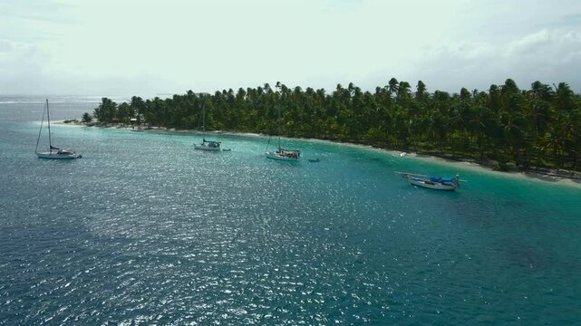 Paradise tropical island aerial drone San Blas archipelago Guna Yala Panama