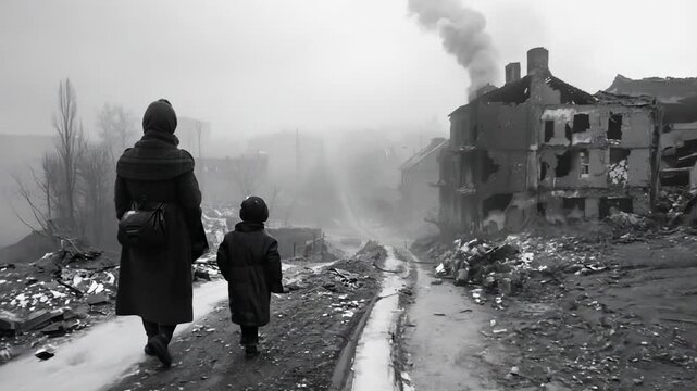 Echo of conflict: war frozen in time, embodying fear, sorrow, harsh realities of history, stirring profound emotions as it portrays tragedy, weight carried by those shaped by great wars.