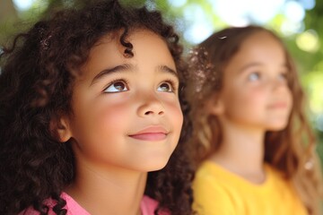 Fototapeta premium Joyful Friendship Portrait of Happy Children in Natural Light