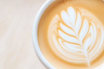 Artistic Latte Art on Creamy Coffee Surface in a Ceramic Cup