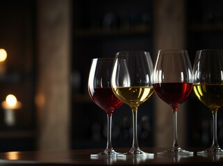 two glasses of red wine in a restaurant