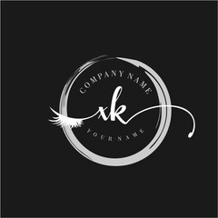XK Elegant Circular Logo Design with Feather and Calligraphic Text
