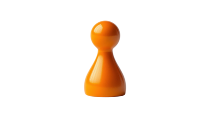 A solitary orange game piece stands out against a stark white background, capturing attention