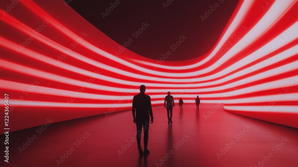 Poster Neon Projection Mapping Corridor Immersive Art Installation with Dynamic Light Patterns for Futuristic Exhibitions and Creative Marketing Experiences