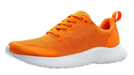 Bright orange athletic shoes showcasing vibrant design ideal for running on sunny days outdoors